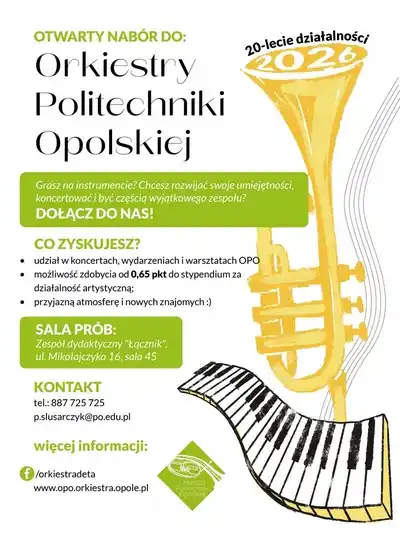 Otwarty nabór do Orkiestry Politechniki Opolskiej 2026